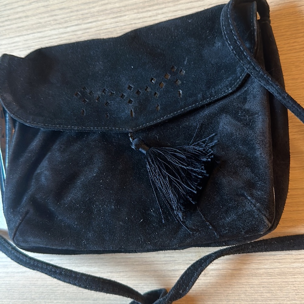 Vintage crossbody bag suede black tassel 70s 80s Italy - Picture 12 of 12